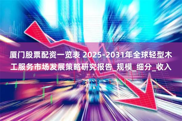 厦门股票配资一览表 2025-2031年全球轻型木工服务市场发展策略研究报告_规模_细分_收入